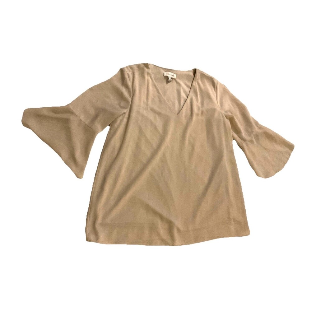 Calvin Klein Women's Top V-Neck Ruffled Sleeves Medium